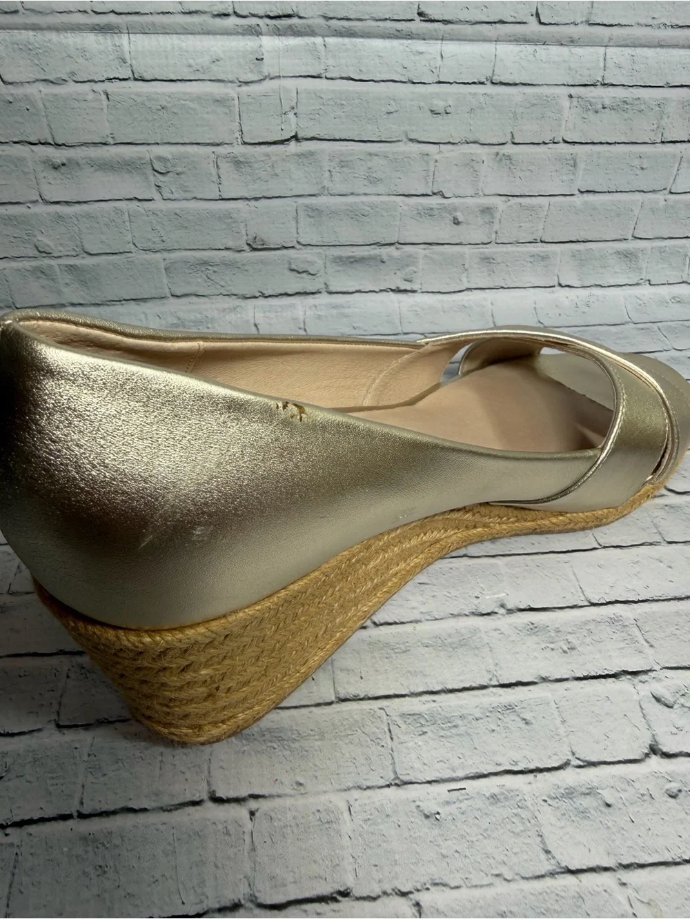 Jack Rogers Metallic Gold Crossband Wedge Sandals